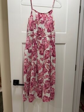 Old Navy Pink Floral Spaghetti-Strap Midi Dress